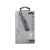 อะแดปเตอร์ฮับ Why Mini Sync Hub Type-C 7 in 1 HB-1074 Gray