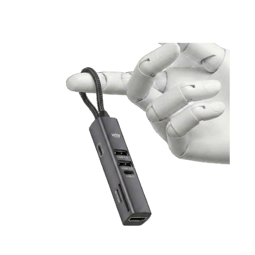 อะแดปเตอร์ฮับ Why Mini Sync Hub Type-C 7 in 1 HB-1074 Gray
