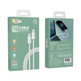 สายชาร์จ QPLUS USB-C to USB-C Cable 60W 1M. White (T6)