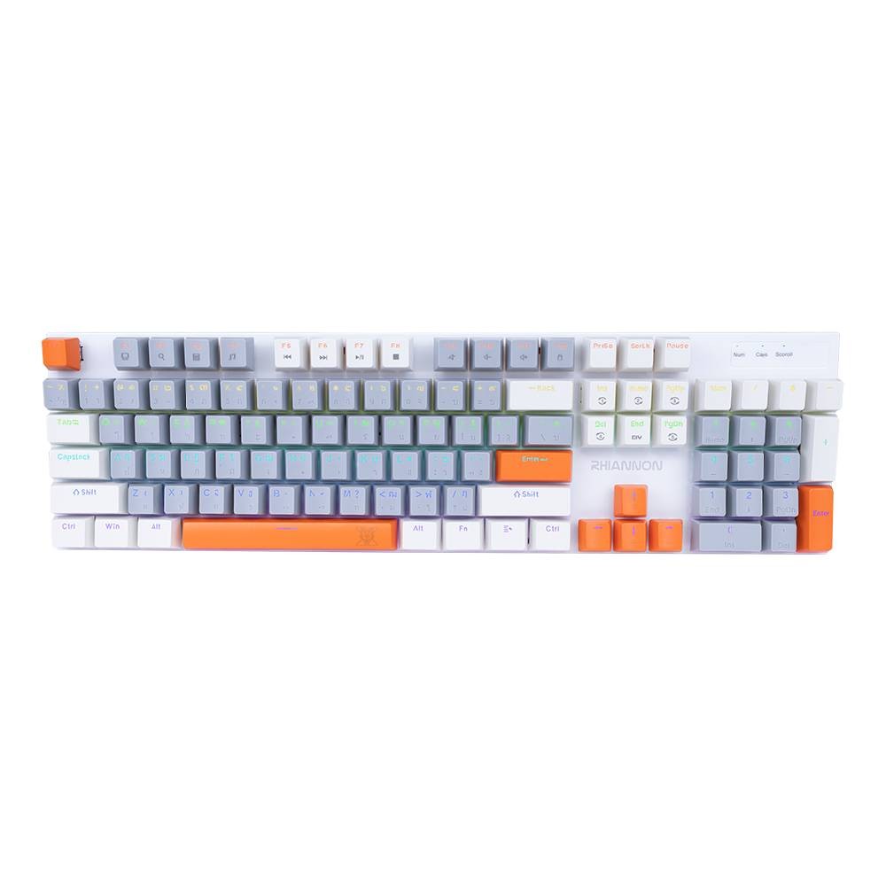 คีย์บอร์ดเกมมิ่ง Nubwo X62 Rhiannon Mini RGB (White/Gray/Orange) Blue Switch