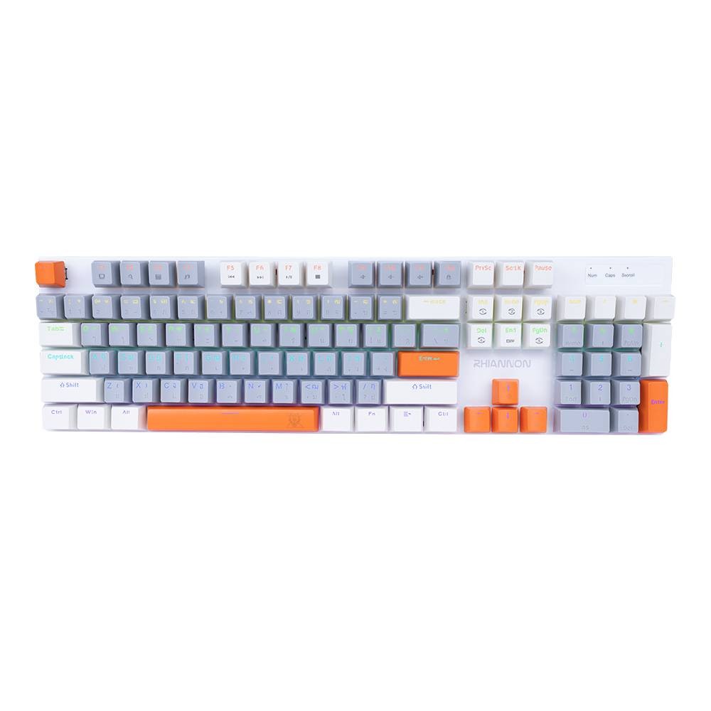 คีย์บอร์ดเกมมิ่ง Nubwo X62 Rhiannon Mini RGB (White/Gray/Orange) Red Switch