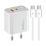 อะแดปเตอร์ ASAKI Wall USB Charger 1 USB-A / 1 USB-C (PD33W) พร้อมสายชาร์จ USB-C to USB-C 1.5M White (A-2281) (TISI)
