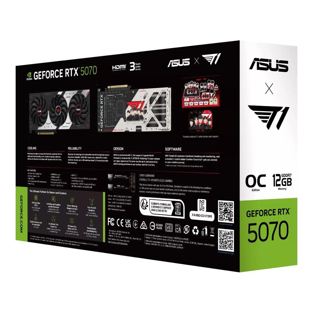 การ์ดจอ ASUS T1 GeForce RTX 5070 12GB GDDR7 OC Edition