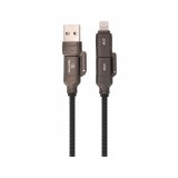 สายชาร์จ TECHPRO 4-in-1 Multifunctional Cable 60W Fast Charge & Data 1.2M Black