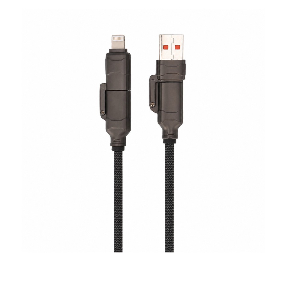 สายชาร์จ TECHPRO 4-in-1 Multifunctional Cable 60W Fast Charge & Data 1.2M Black