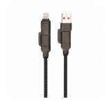 สายชาร์จ TECHPRO 4-in-1 Multifunctional Cable 60W Fast Charge & Data 1.2M Black