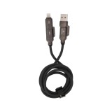 สายชาร์จ TECHPRO 4-in-1 Multifunctional Cable 60W Fast Charge & Data 1.2M Black