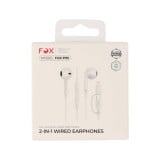 หูฟัง FOX 2-in-1 Wired Earphones Type-C and Lightning with Mic & Volume Control (P95) White