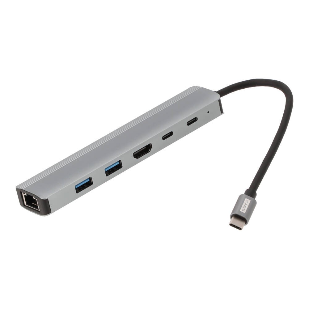 Blue Box USB Type-C High-Spec Hub 6-in-1 Multifunction Converter (USB3.0*2+HDMI+RJ45 1000Mbps+PD100W+Type-C)
