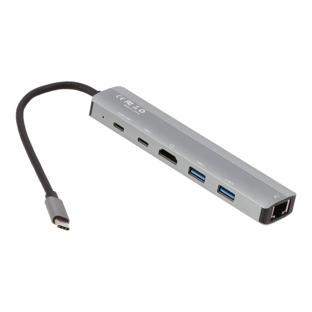 Blue Box USB Type-C High-Spec Hub 6-in-1 Multifunction Converter (USB3.0*2+HDMI+RJ45 1000Mbps+PD100W+Type-C)