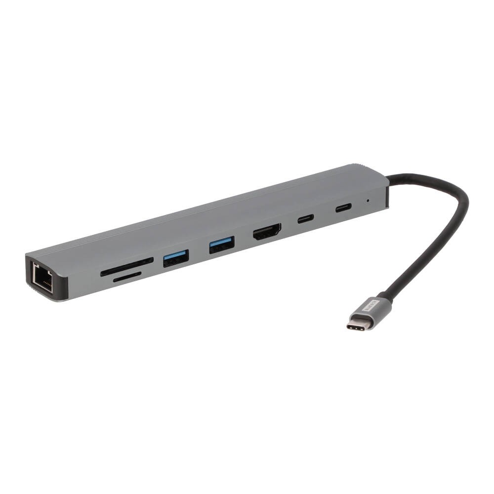 Blue Box USB Type-C High-Spec Hub 8-in-1 Multifunction Converter (USB3.0*2+HDMI+RJ45 1000Mbps+PD100W+Type-C+SD/TF)