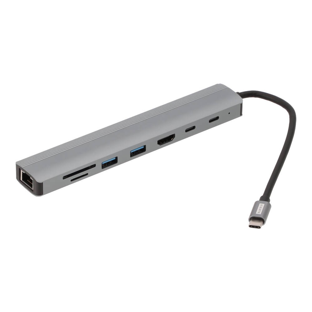 Blue Box USB Type-C High-Spec Hub 8-in-1 Multifunction Converter (USB3.0*2+HDMI+RJ45 1000Mbps+PD100W+Type-C+SD/TF)