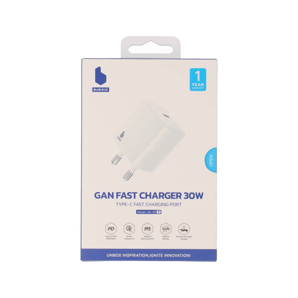 อะแดปเตอร์ Blue Box Wall USB Charger 1 USB-C (PD30W) White (BB-WC07) (TISI)
