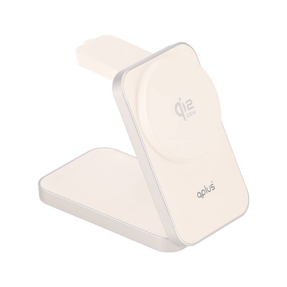 ที่ชาร์จไร้สาย QPLUS 3-in-1 Qi2 Wireless Charger Foldable Magnetic Stand 25W White (TX13-i3-Q22)