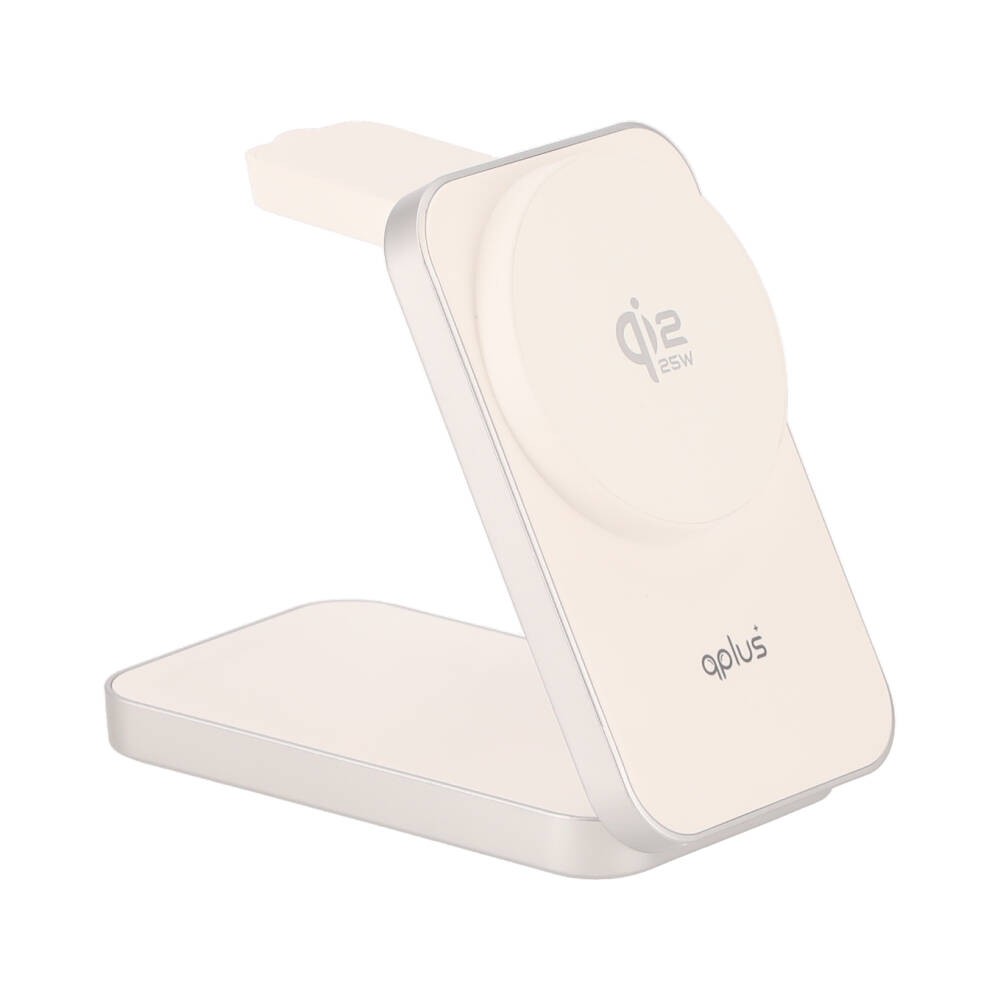 ที่ชาร์จไร้สาย QPLUS 3-in-1 Qi2 Wireless Charger Foldable Magnetic Stand 25W White (TX13-i3-Q22)
