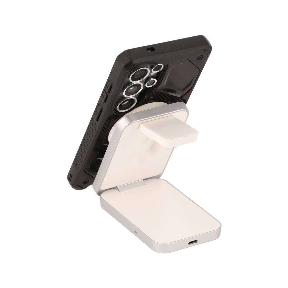 ที่ชาร์จไร้สาย QPLUS 3-in-1 Qi2 Wireless Charger Foldable Magnetic Stand 25W White (TX13-i3-Q22)