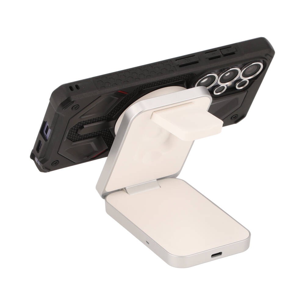 ที่ชาร์จไร้สาย QPLUS 3-in-1 Qi2 Wireless Charger Foldable Magnetic Stand 25W White (TX13-i3-Q22)