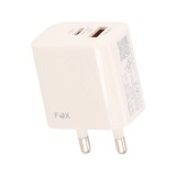 อะแดปเตอร์ FOX Wall USB Charger 1 USB-A (PD18W) / 1 USB-C (PD33W) + USB-C to USB-C Cable 1M. White (AC-314)