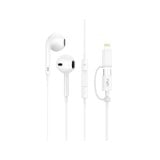 หูฟัง FOX 2-in-1 Wired Earphones Type-C and Lightning with Mic & Volume Control (P95) White