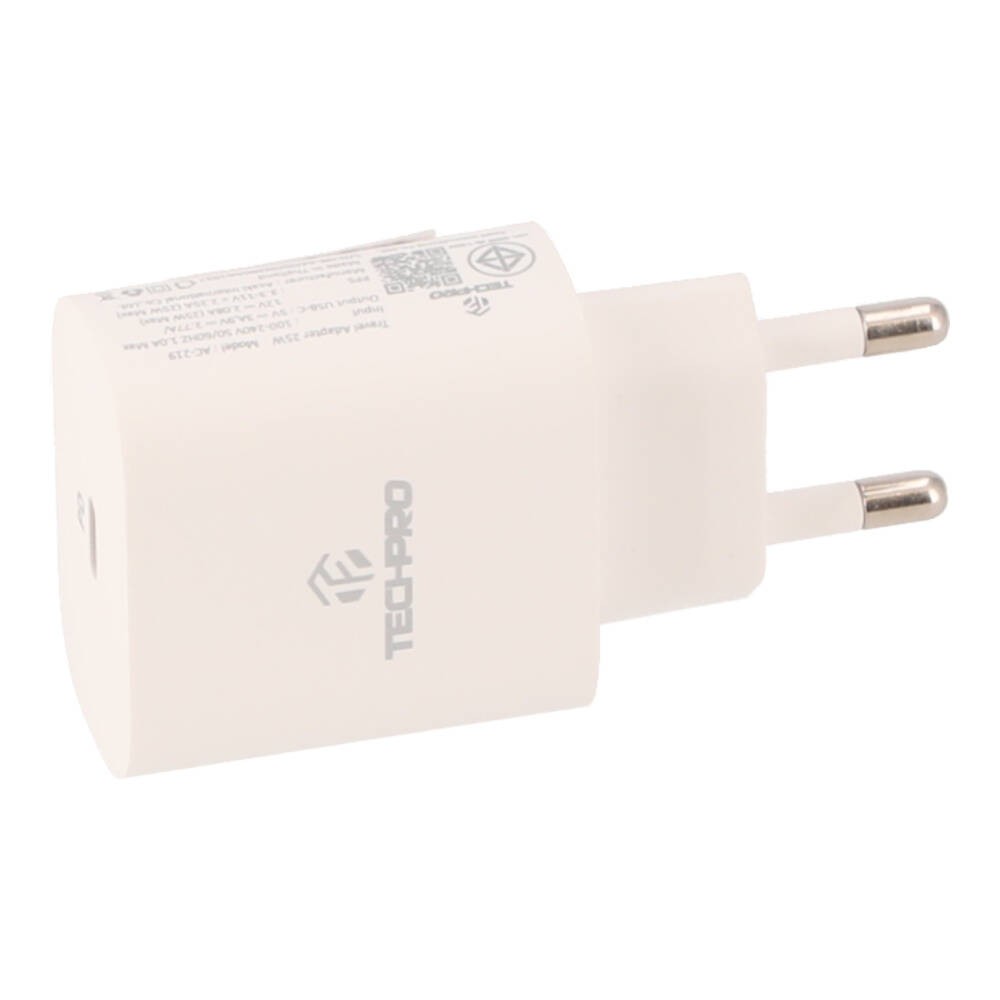 อะแดปเตอร์ TECHPRO Wall USB Charger 1 USB-C (PD25W/GAN) White (AC-219) (New TISI)