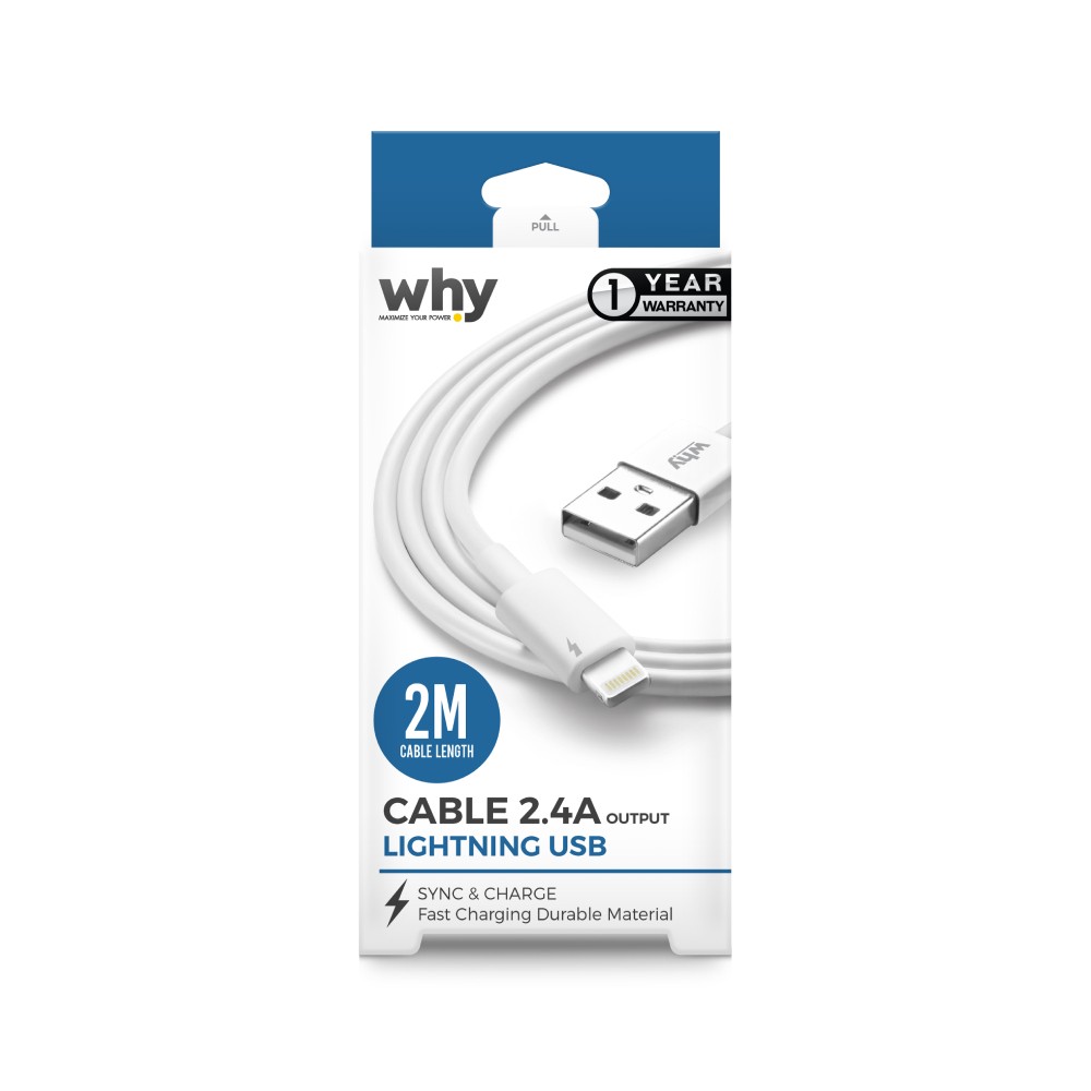 สายชาร์จ WHY USB-A to Lightning 2.4A Planet 2M. White (UC-2172B)