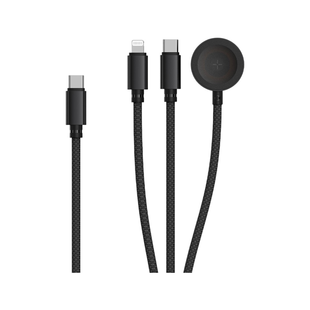 สายชาร์จ UKIKI 3-in-1 Multifunctional Cable 100W 1.2M Black (K3in1-03BK)