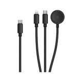 สายชาร์จ UKIKI 3-in-1 Multifunctional Cable 100W 1.2M Black (K3in1-03BK)