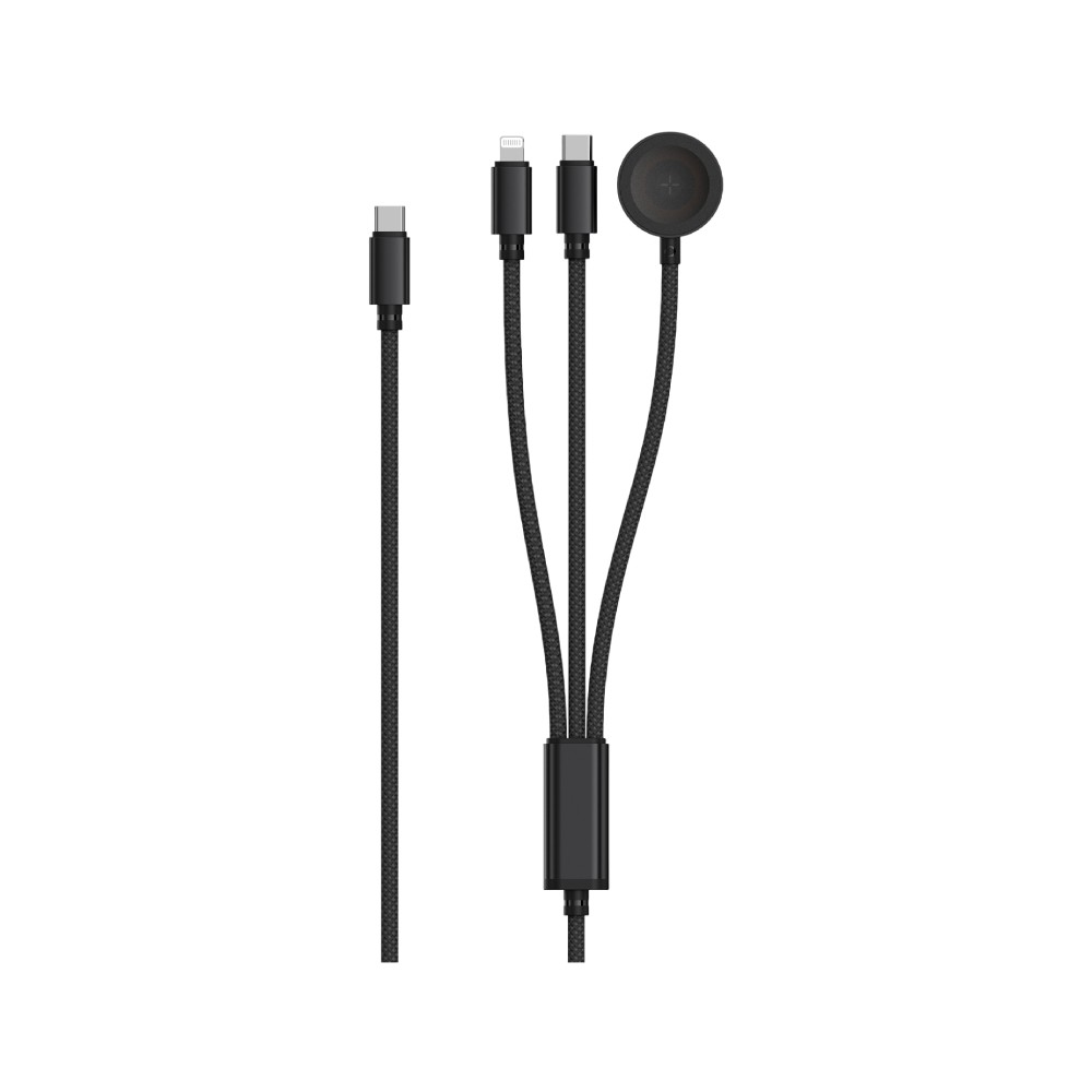 สายชาร์จ UKIKI 3-in-1 Multifunctional Cable 100W 1.2M Black (K3in1-03BK)