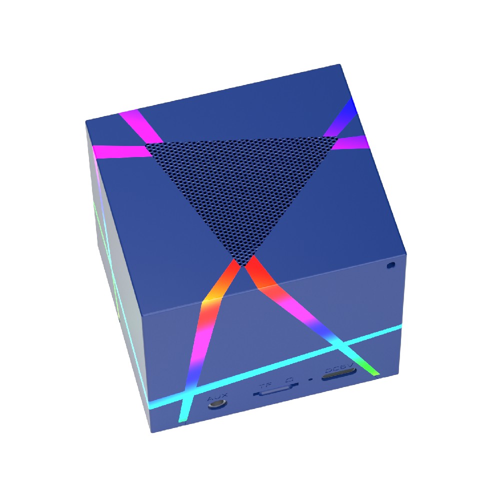 ลำโพงบลูทูธ TECHPRO Bluetooth Magic Cube Speaker RGB HYS-204D Blue