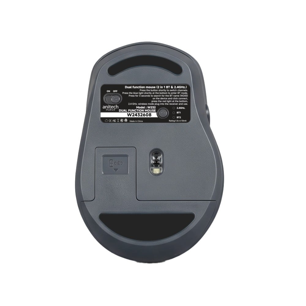 เมาส์ไร้สาย Anitech W243-BK Dual Function Type-C Black