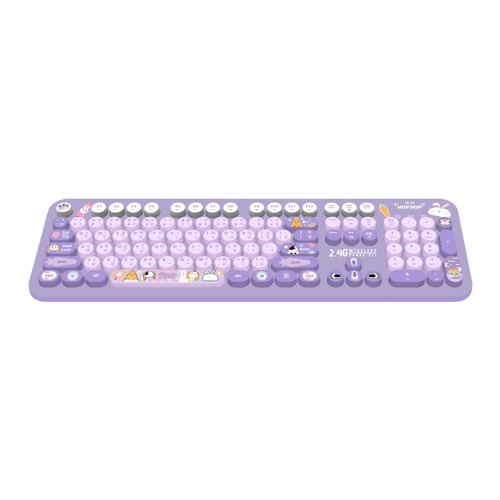 เมาส์และคีย์บอร์ดไร้สาย SIGNO KW-700+WM-100V Violet (TH/EN)