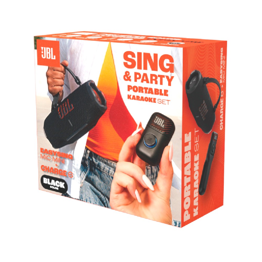 ลำโพงบลูทูธ JBL Karaoke Set Sing&Party Black (Charge6 & EasySing Mic Mini)