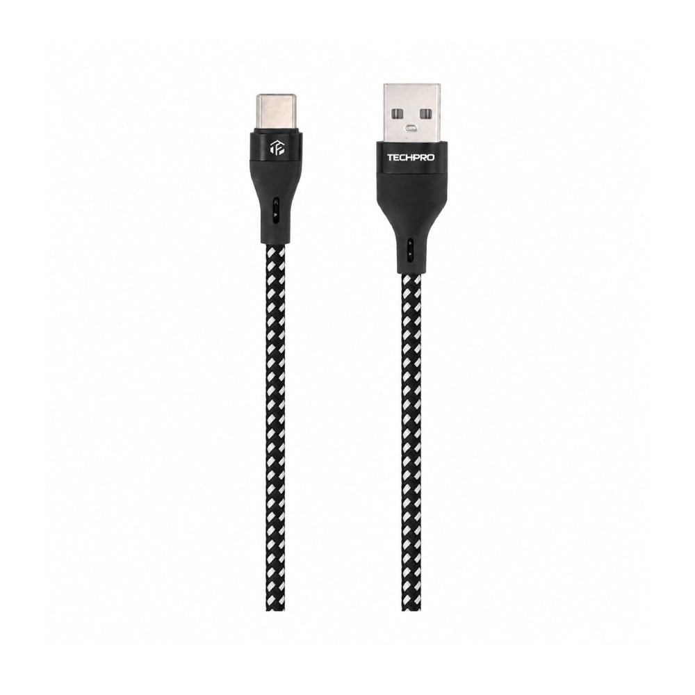 สายชาร์จ TECHPRO USB-A to USB-C 1 เมตร Black/White