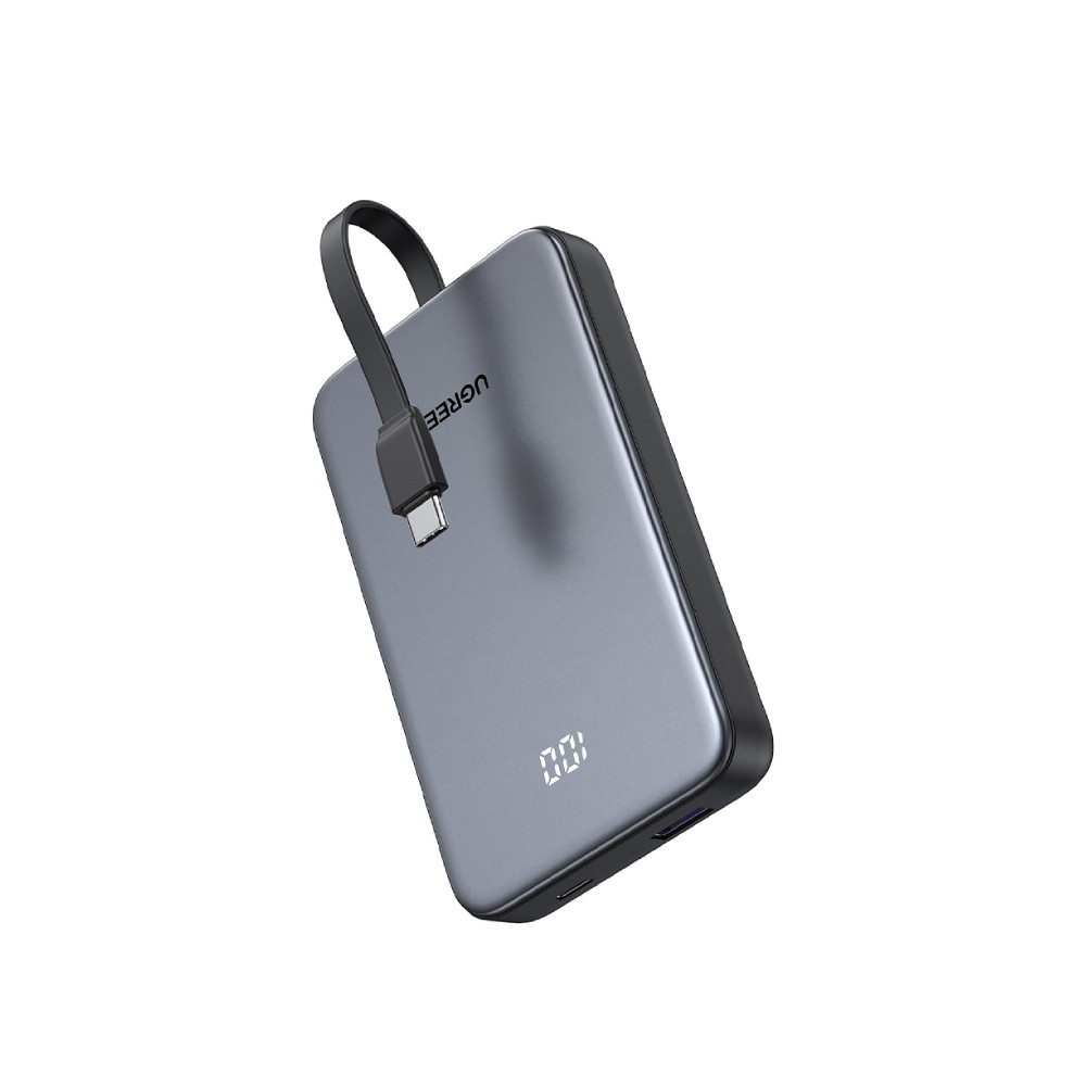 พาวเวอร์แบงค์ Ugreen Power Bank 10000 mAh 20W 1C1A Build-in Cable PB526-75161C Black (CCC)