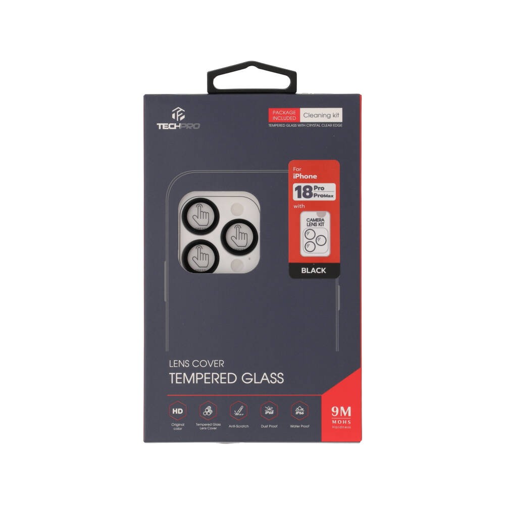 ฟิล์มกันเลนส์ TECHPRO iPhone 18 Pro/18 Pro Max Camera Lens Black