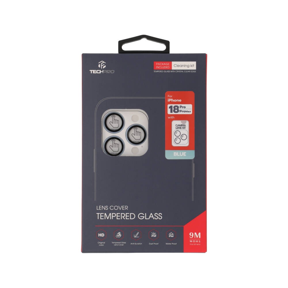 ฟิล์มกันเลนส์ TECHPRO iPhone 18 Pro/18 Pro Max Camera Lens Blue