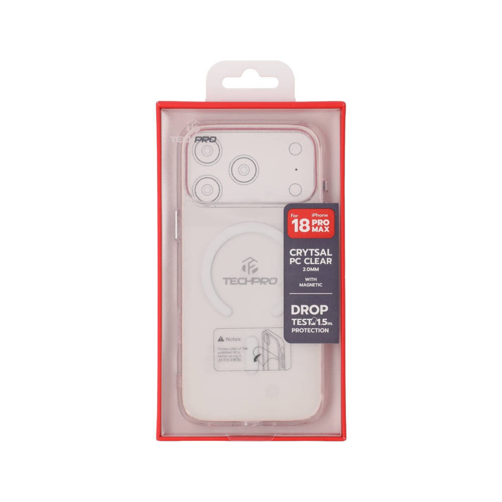 เคส TECHPRO iPhone 18 Pro Max Crystal PC Clear 2.0mm. with magnetic