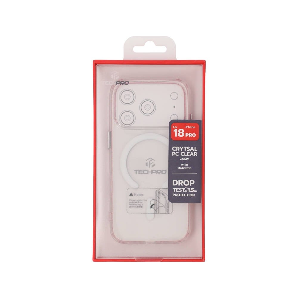 เคส TECHPRO iPhone 18 Pro Crystal PC Clear 2.0mm.with magnetic
