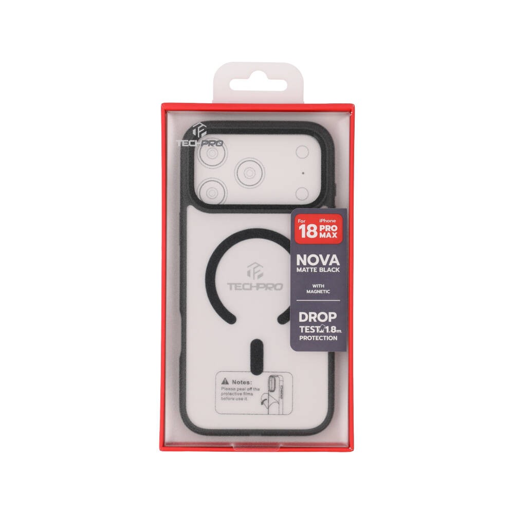 เคส TECHPRO iPhone 18 Pro Max Nova Matte Black with magnetic