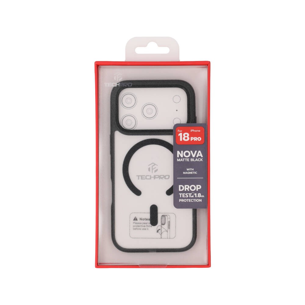 เคส TECHPRO iPhone 18 Pro Nova Matte Black with magnetic