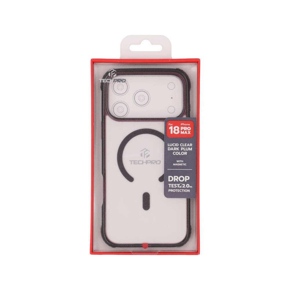 เคส TECHPRO iPhone 18 Pro Max Lucid Clear Burgundy Color Bumper with magnetic