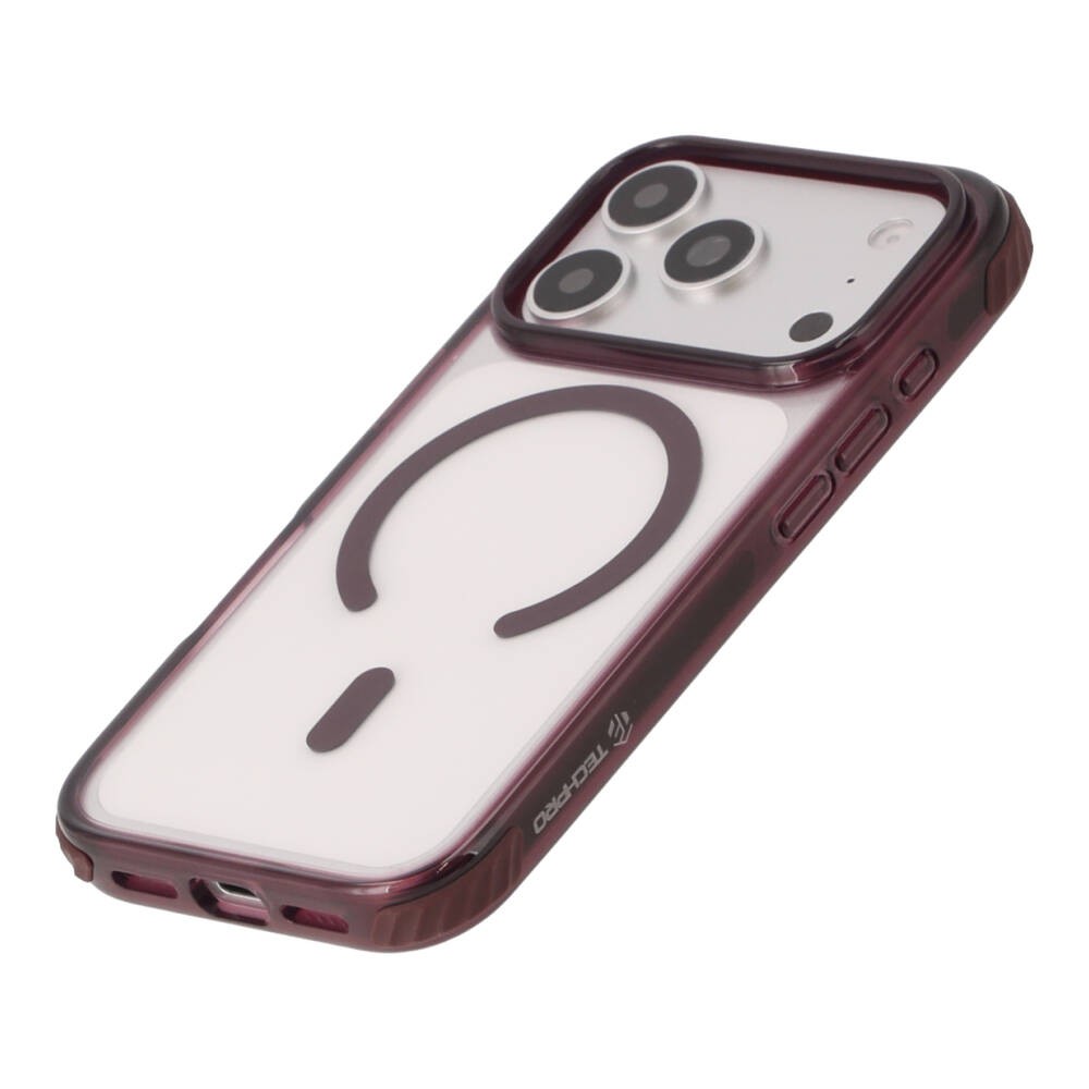 เคส TECHPRO iPhone 18 Pro Lavish Lucid Clear Burgundy Color Bumper with magnetic