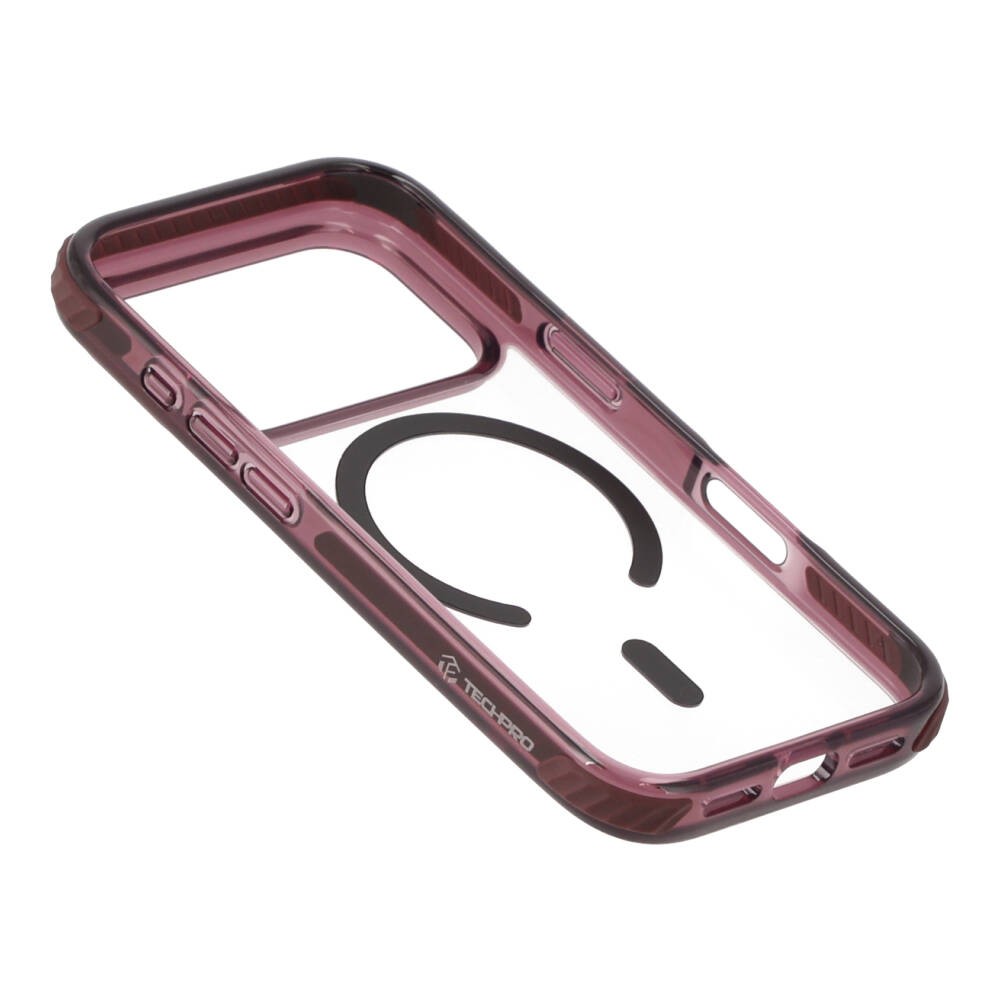 เคส TECHPRO iPhone 18 Pro Lavish Lucid Clear Burgundy Color Bumper with magnetic