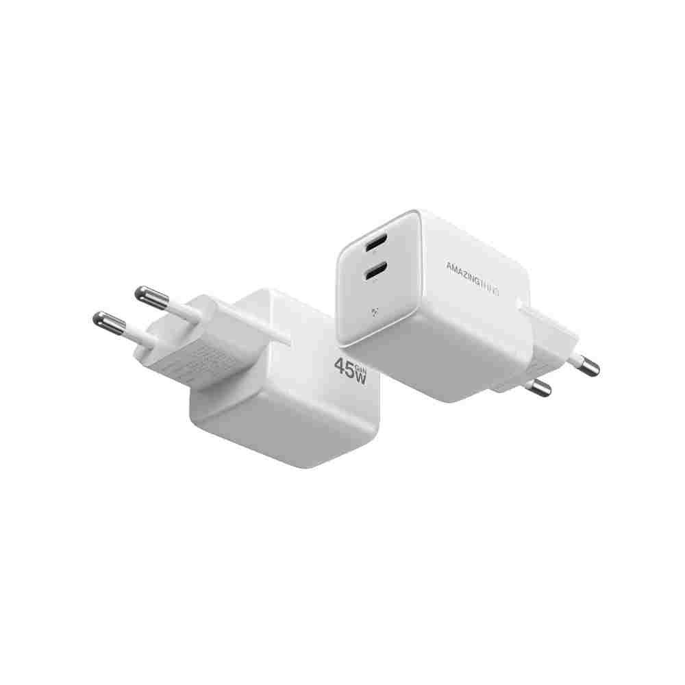 อะแดปเตอร์ AMAZINGthing Wall USB Charger 2 USB-C (PD/PPS45W) Explorer Pro GaN White (TISI)