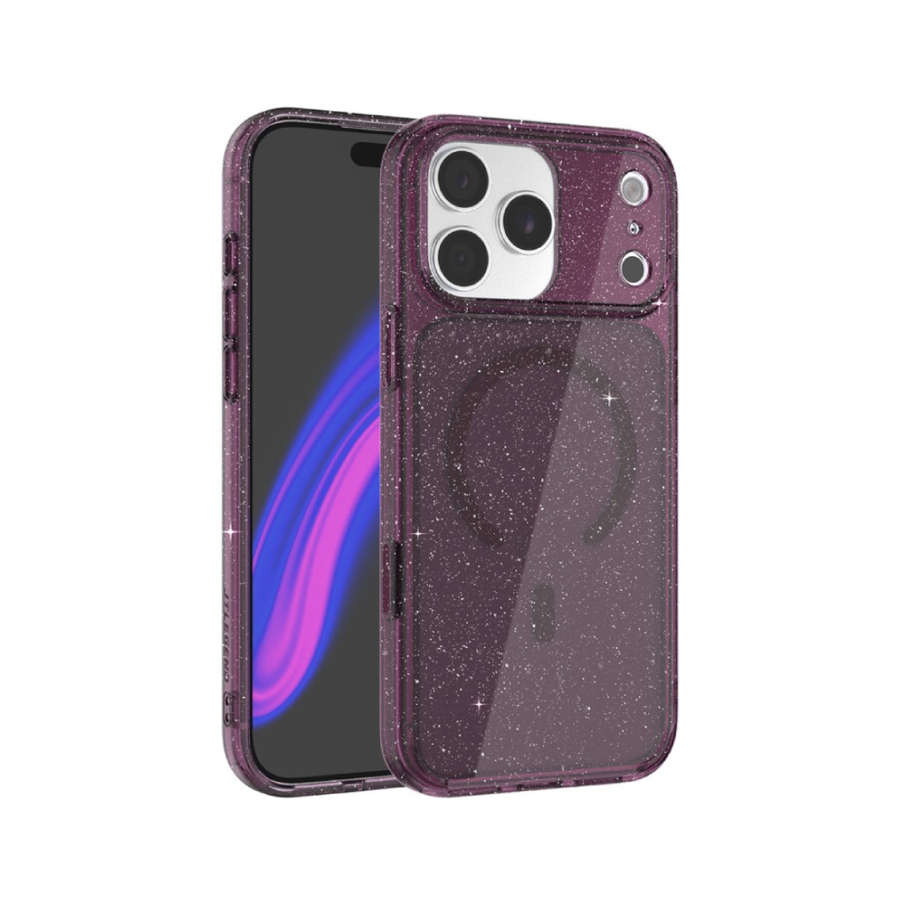 เคส JTLEGEND iPhone 18 Pro Max Glitter Hybrid Cushion Mag - Burgundy