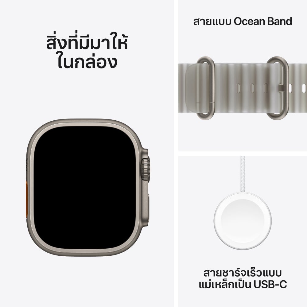 Apple Watch Ultra 4 GPS + Cellular 49mm Natural Titanium Case with Translucent Gray Ocean Band