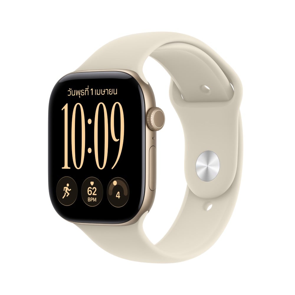 Apple Watch Series 12 GPS + Cellular 46mm Light Gold Aluminium Case with Sand Sport Band - M/L