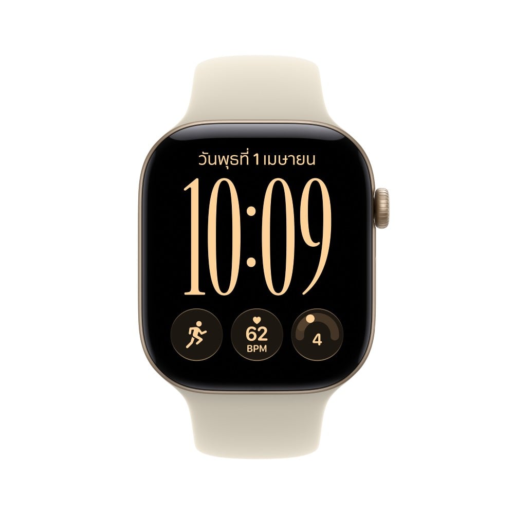 Apple Watch Series 12 GPS + Cellular 46mm Light Gold Aluminium Case with Sand Sport Band - M/L