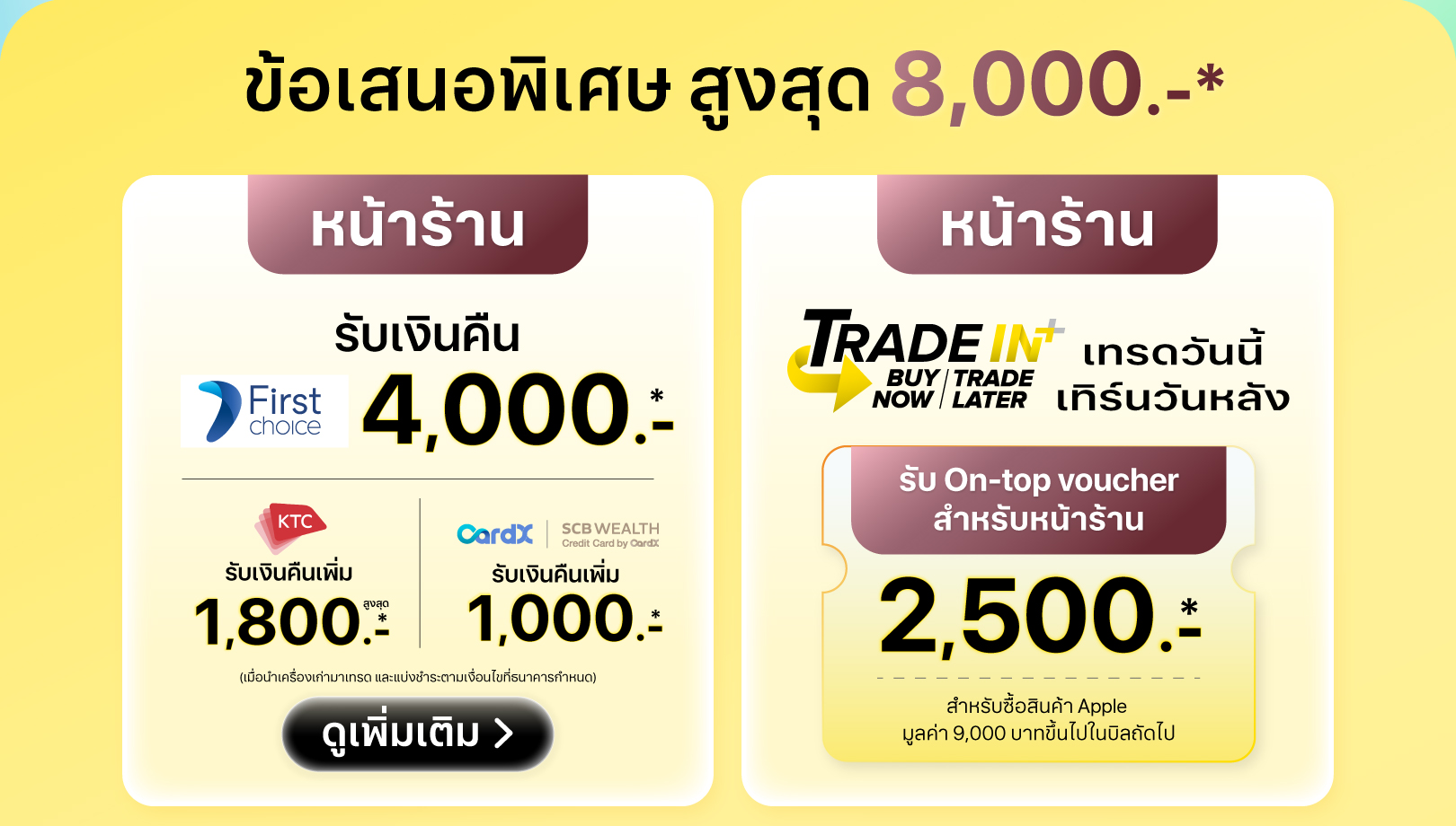 โปรโมชั่นบัตรเครดิตหน้าร้าน iPhone 18 Pro