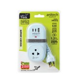ปลั๊กไฟ Anitech TIS Travel Plug 2200W 1Socket 1.2M USB:1A+2C 17W H9313-Bl (EV)